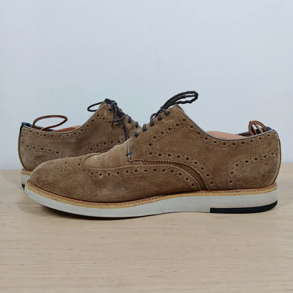 Blake‎ McKay Carson Tan Suede Leather Wingtip Oxford Brogue Shoes 404
